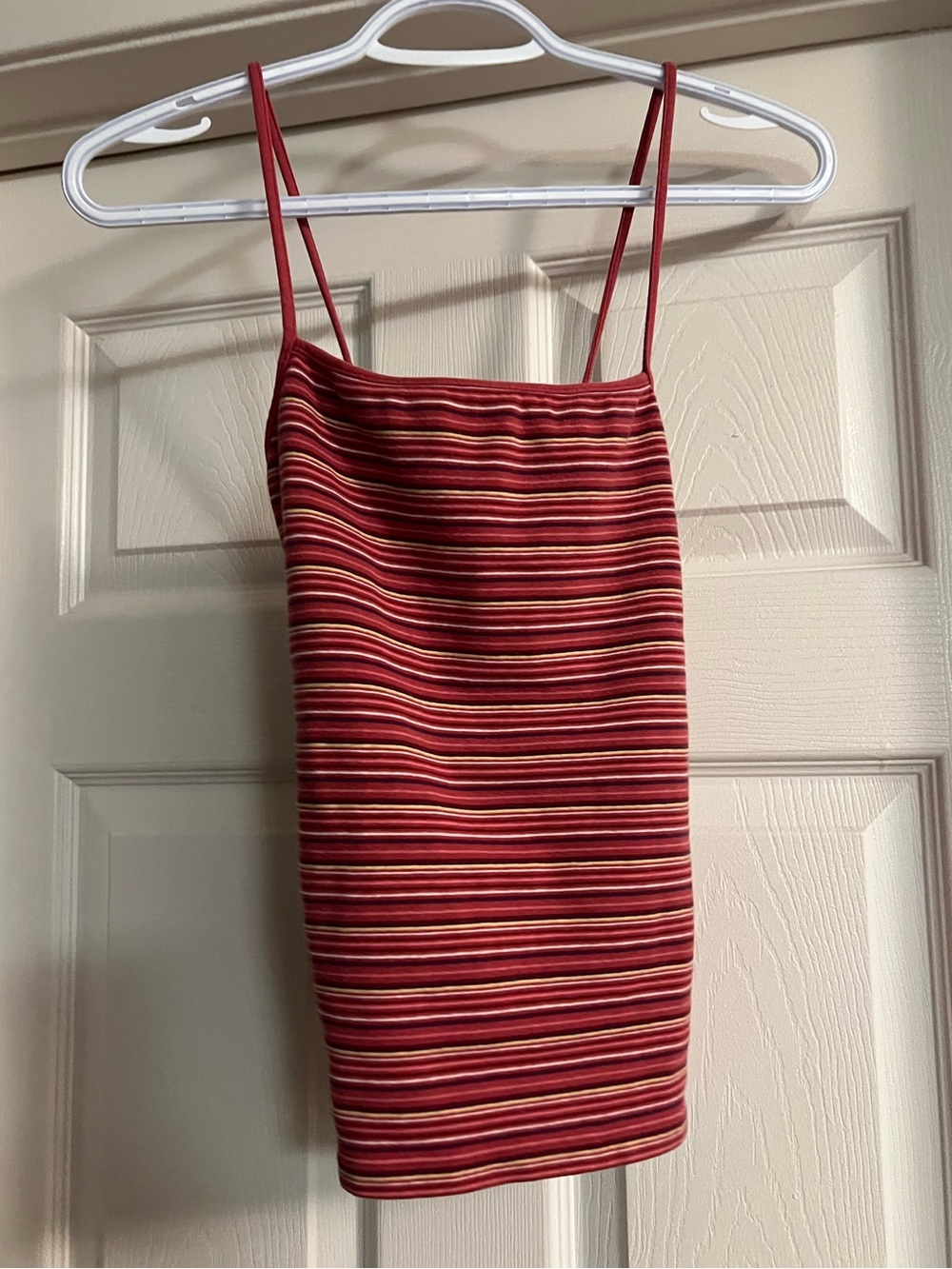 Route 66, Striped Red Spaghetti-Strap Halter Tank Top, size medium